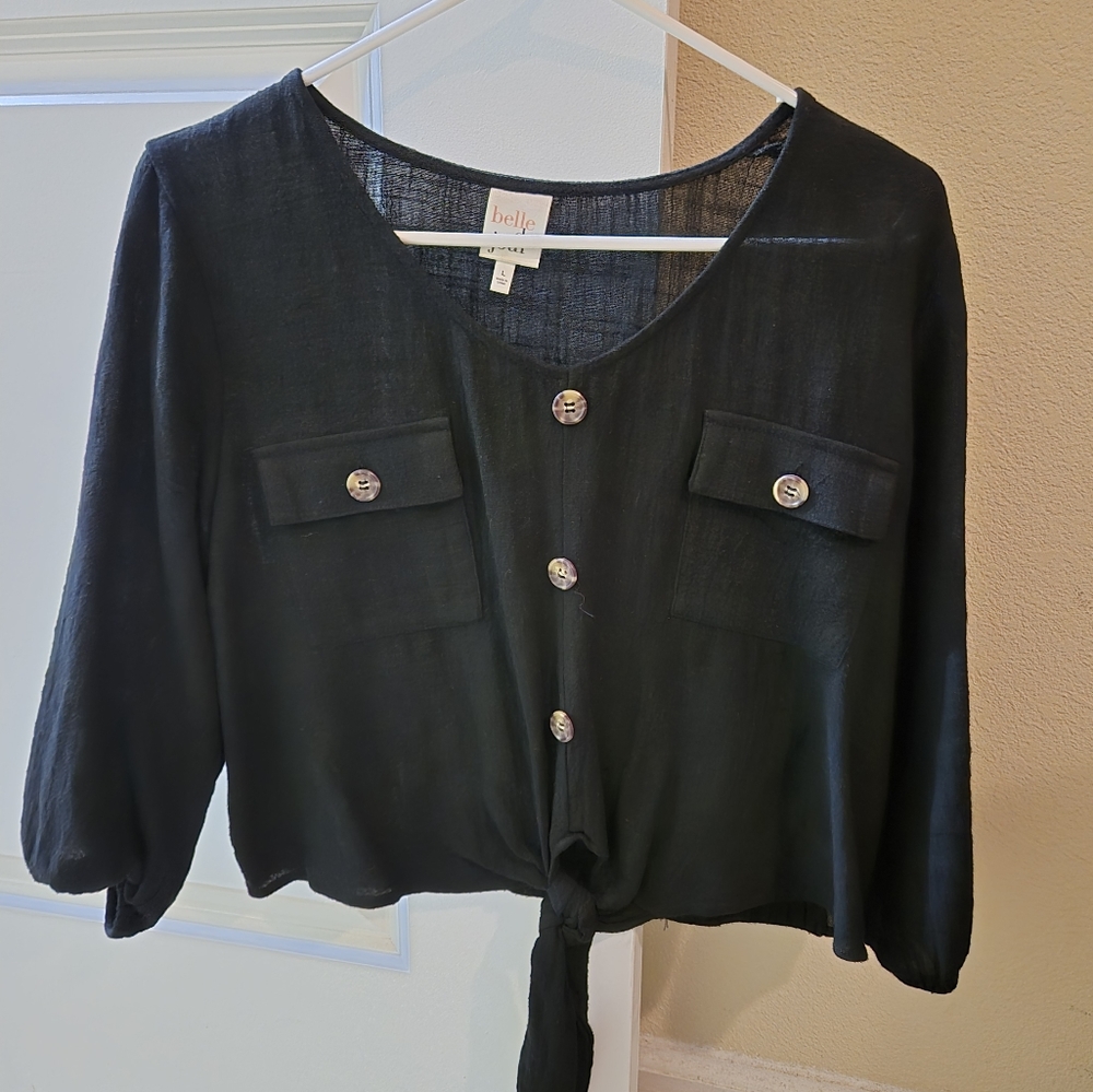 Mid sleeve Black Blouse